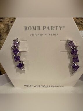 BP “The Sterling Club” Gradient Amethyst CZ Ear Climbers Earrings